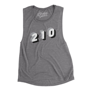 San Antonio 210 Area Code Women's Flowey Scoopneck Muscle Tank-Asphalt Slub-Allegiant Goods Co. Vintage Sports Apparel
