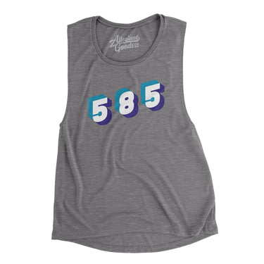 Rochester 585 Area Code Women's Flowey Scoopneck Muscle Tank-Allegiant Goods Co. Vintage Sports Apparel