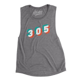 Miami 305 Area Code Women's Flowey Scoopneck Muscle Tank-Asphalt Slub-Allegiant Goods Co. Vintage Sports Apparel