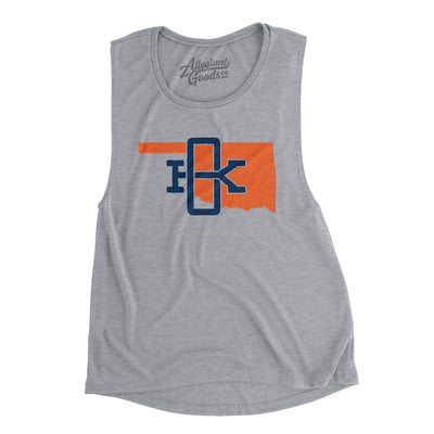 Oklahoma Home State Women's Flowey Scoopneck Muscle Tank-Athletic Heather-Allegiant Goods Co. Vintage Sports Apparel
