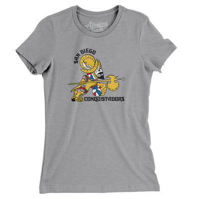 San Diego Conquistadors Women's T-Shirt-Athletic Heather-Allegiant Goods Co. Vintage Sports Apparel