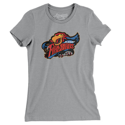 Albany Firebirds Arena Football Women's T-Shirt-Athletic Heather-Allegiant Goods Co. Vintage Sports Apparel