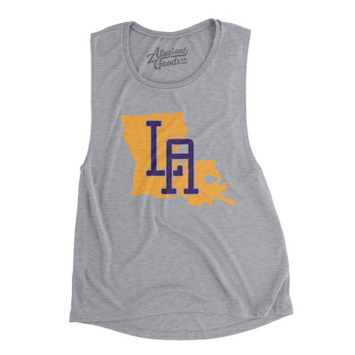 Louisiana Home State Women's Flowey Scoopneck Muscle Tank-Athletic Heather-Allegiant Goods Co. Vintage Sports Apparel