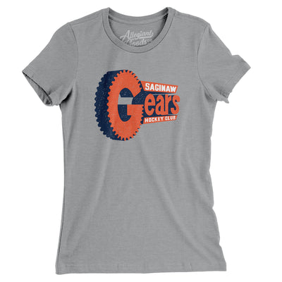 Saginaw Gears Hockey Women's T-Shirt-Athletic Heather-Allegiant Goods Co. Vintage Sports Apparel