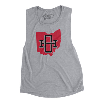 Ohio Home State Women's Flowey Scoopneck Muscle Tank-Athletic Heather-Allegiant Goods Co. Vintage Sports Apparel