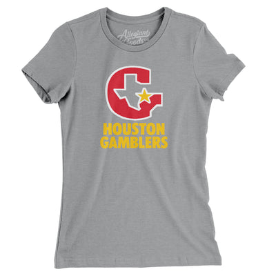 Houston Gamblers Football Women's T-Shirt-Athletic Heather-Allegiant Goods Co. Vintage Sports Apparel