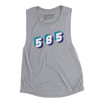 Rochester 585 Area Code Women's Flowey Scoopneck Muscle Tank-Allegiant Goods Co. Vintage Sports Apparel