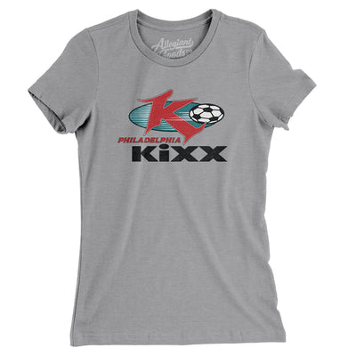 Philadelphia Kixx Defunct Soccer Women's T-Shirt-Athletic Heather-Allegiant Goods Co. Vintage Sports Apparel