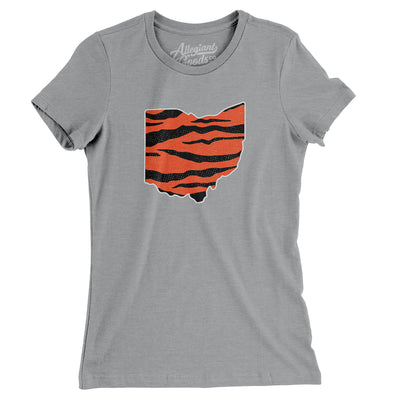 Ohio Tiger Stripes Women's T-Shirt-Athletic Heather-Allegiant Goods Co. Vintage Sports Apparel