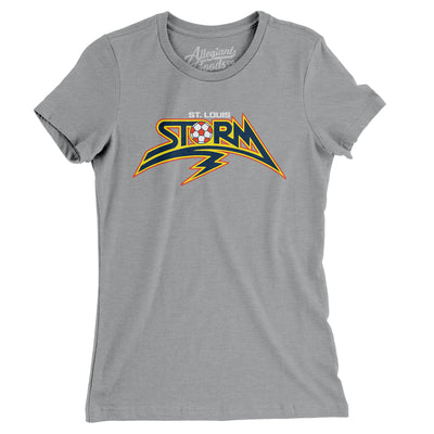 St. Louis Storm Soccer Women's T-Shirt-Athletic Heather-Allegiant Goods Co. Vintage Sports Apparel