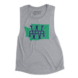 Washington Home State Women's Flowey Scoopneck Muscle Tank-Athletic Heather-Allegiant Goods Co. Vintage Sports Apparel