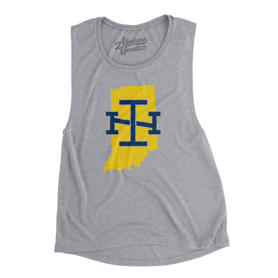 Indiana Home State Women's Flowey Scoopneck Muscle Tank-Athletic Heather-Allegiant Goods Co. Vintage Sports Apparel