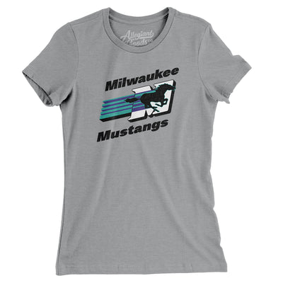 Milwaukee Mustangs Arena Football Women's T-Shirt-Athletic Heather-Allegiant Goods Co. Vintage Sports Apparel