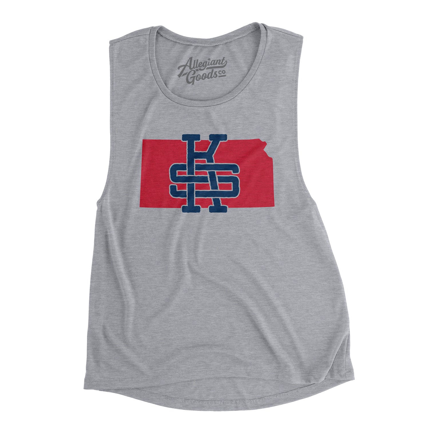 Kansas Home State Women's Flowey Scoopneck Muscle Tank-Athletic Heather-Allegiant Goods Co. Vintage Sports Apparel
