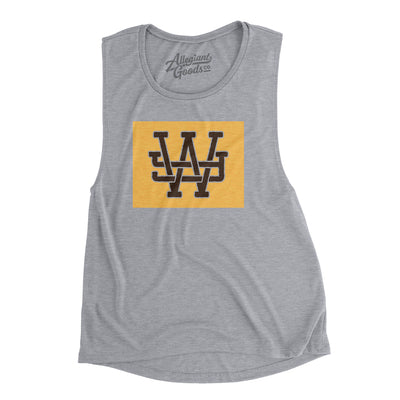 Wyoming Home State Women's Flowey Scoopneck Muscle Tank-Athletic Heather-Allegiant Goods Co. Vintage Sports Apparel