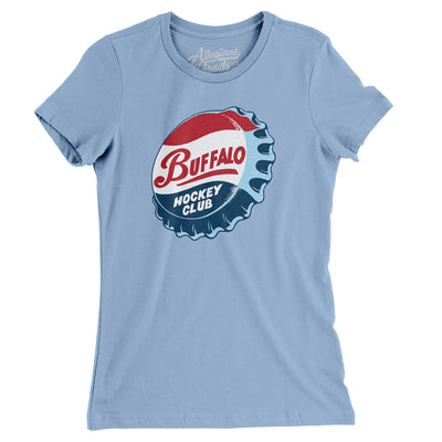 Buffalo Bison Hockey Women's T-Shirt-Baby Blue-Allegiant Goods Co. Vintage Sports Apparel