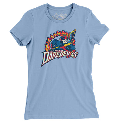 Denver Daredevils Roller Hockey Women's T-Shirt-Baby Blue-Allegiant Goods Co. Vintage Sports Apparel