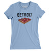 Detroit Style Pan Pizza Women's T-Shirt-Baby Blue-Allegiant Goods Co. Vintage Sports Apparel