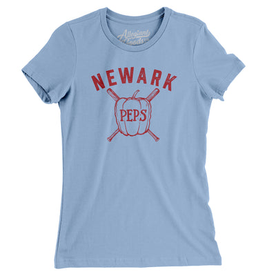 Newark Peps Baseball Women's T-Shirt-Baby Blue-Allegiant Goods Co. Vintage Sports Apparel