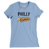 Philly Cheesesteak Women's T-Shirt-Baby Blue-Allegiant Goods Co. Vintage Sports Apparel