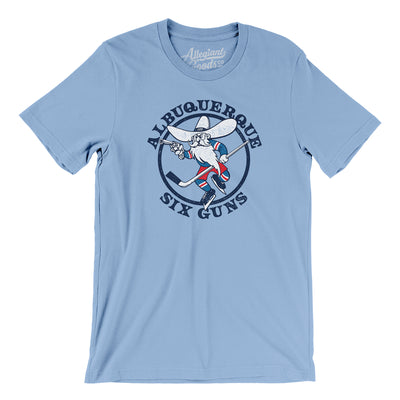 Albuquerque Six Guns Hockey Men/Unisex T-Shirt-Baby Blue-Allegiant Goods Co. Vintage Sports Apparel