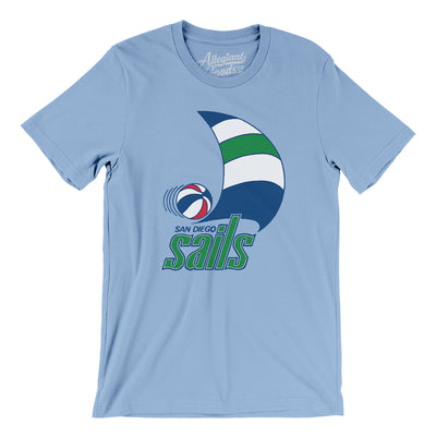 San Diego Sails Basketball Men/Unisex T-Shirt-Baby Blue-Allegiant Goods Co. Vintage Sports Apparel