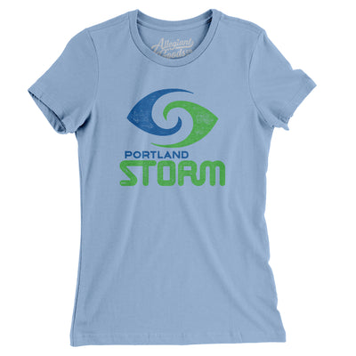 Portland Storm Football Women's T-Shirt-Baby Blue-Allegiant Goods Co. Vintage Sports Apparel