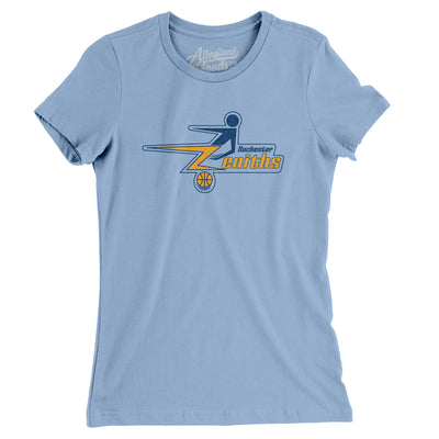 Rochester Zeniths Basketball Women's T-Shirt-Baby Blue-Allegiant Goods Co. Vintage Sports Apparel
