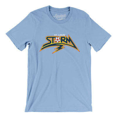 St. Louis Storm Soccer Men/Unisex T-Shirt-Baby Blue-Allegiant Goods Co. Vintage Sports Apparel