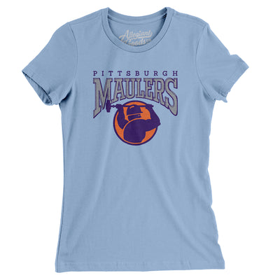 Pittsburgh Maulers Football Women's T-Shirt-Baby Blue-Allegiant Goods Co. Vintage Sports Apparel