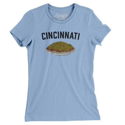 Cincinnati Chili Women's T-Shirt-Baby Blue-Allegiant Goods Co. Vintage Sports Apparel