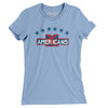 New York Americans Hockey Women's T-Shirt-Baby Blue-Allegiant Goods Co. Vintage Sports Apparel