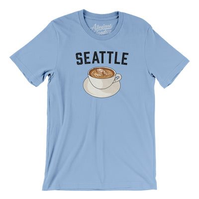 Seattle Coffee Men/Unisex T-Shirt-Baby Blue-Allegiant Goods Co. Vintage Sports Apparel