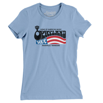 Opryland USA Theme Park Women's T-Shirt-Baby Blue-Allegiant Goods Co. Vintage Sports Apparel