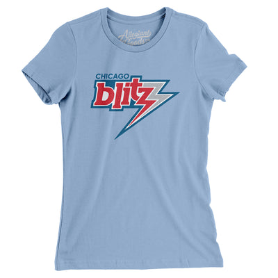 Chicago Blitz Football Women's T-Shirt-Baby Blue-Allegiant Goods Co. Vintage Sports Apparel