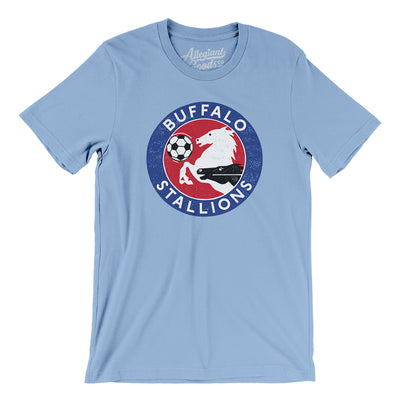 Buffalo Stallions Soccer Men/Unisex T-Shirt-Baby Blue-Allegiant Goods Co. Vintage Sports Apparel