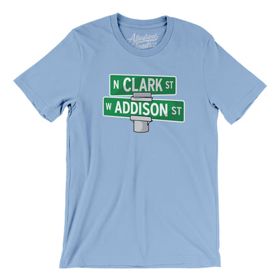 Addison & Clark Street Chicago Men/Unisex T-Shirt-Baby Blue-Allegiant Goods Co. Vintage Sports Apparel