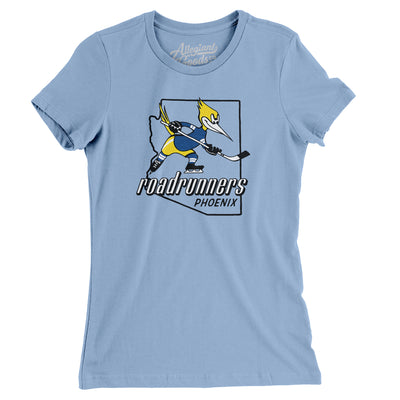 Phoenix Roadrunners Hockey Women's T-Shirt-Baby Blue-Allegiant Goods Co. Vintage Sports Apparel