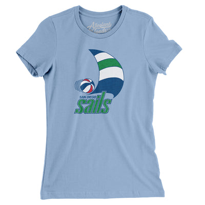 San Diego Sails Basketball Women's T-Shirt-Baby Blue-Allegiant Goods Co. Vintage Sports Apparel