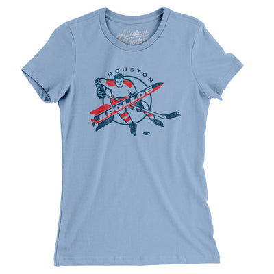 Houston Apollos Hockey Women's T-Shirt-Baby Blue-Allegiant Goods Co. Vintage Sports Apparel