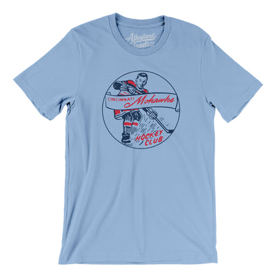 Cincinnati Mohawks Hockey Men/Unisex T-Shirt-Baby Blue-Allegiant Goods Co. Vintage Sports Apparel