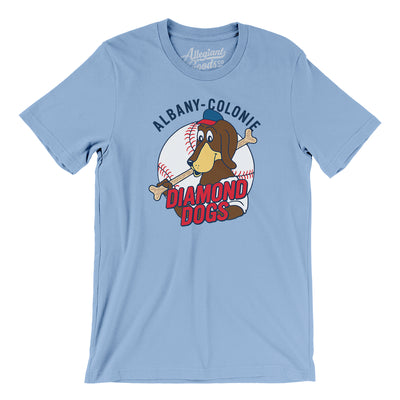 Albany-Colonie Diamond Dogs Baseball Men/Unisex T-Shirt-Baby Blue-Allegiant Goods Co. Vintage Sports Apparel