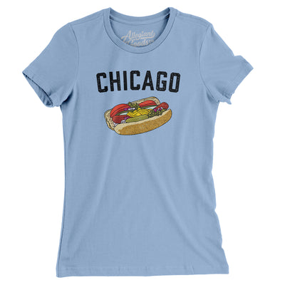Chicago Style Hot Dog Women's T-Shirt-Baby Blue-Allegiant Goods Co. Vintage Sports Apparel