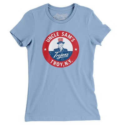 Troy Uncle Sam's Trojans Hockey Women's T-Shirt-Baby Blue-Allegiant Goods Co. Vintage Sports Apparel