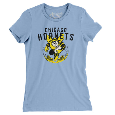 Chicago Hornets Football Women's T-Shirt-Baby Blue-Allegiant Goods Co. Vintage Sports Apparel