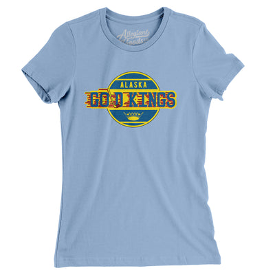 Alaska Gold Kings Hockey Women's T-Shirt-Baby Blue-Allegiant Goods Co. Vintage Sports Apparel
