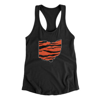 Ohio Tiger Stripes Women's Racerback Tank-Black-Allegiant Goods Co. Vintage Sports Apparel