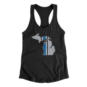 Michigan Helmet Stripes Women's Racerback Tank-Black-Allegiant Goods Co. Vintage Sports Apparel