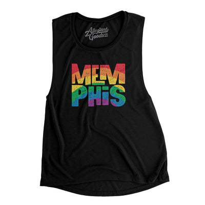 Memphis Tennessee Pride Women's Flowey Scoopneck Muscle Tank-Black-Allegiant Goods Co. Vintage Sports Apparel