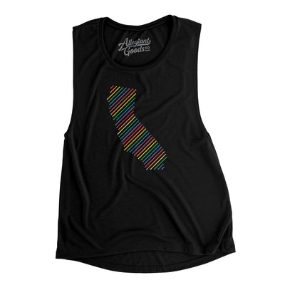 California Pride State Flowey Scoopneck Muscle Tank-White-Allegiant Goods Co. Vintage Sports Apparel